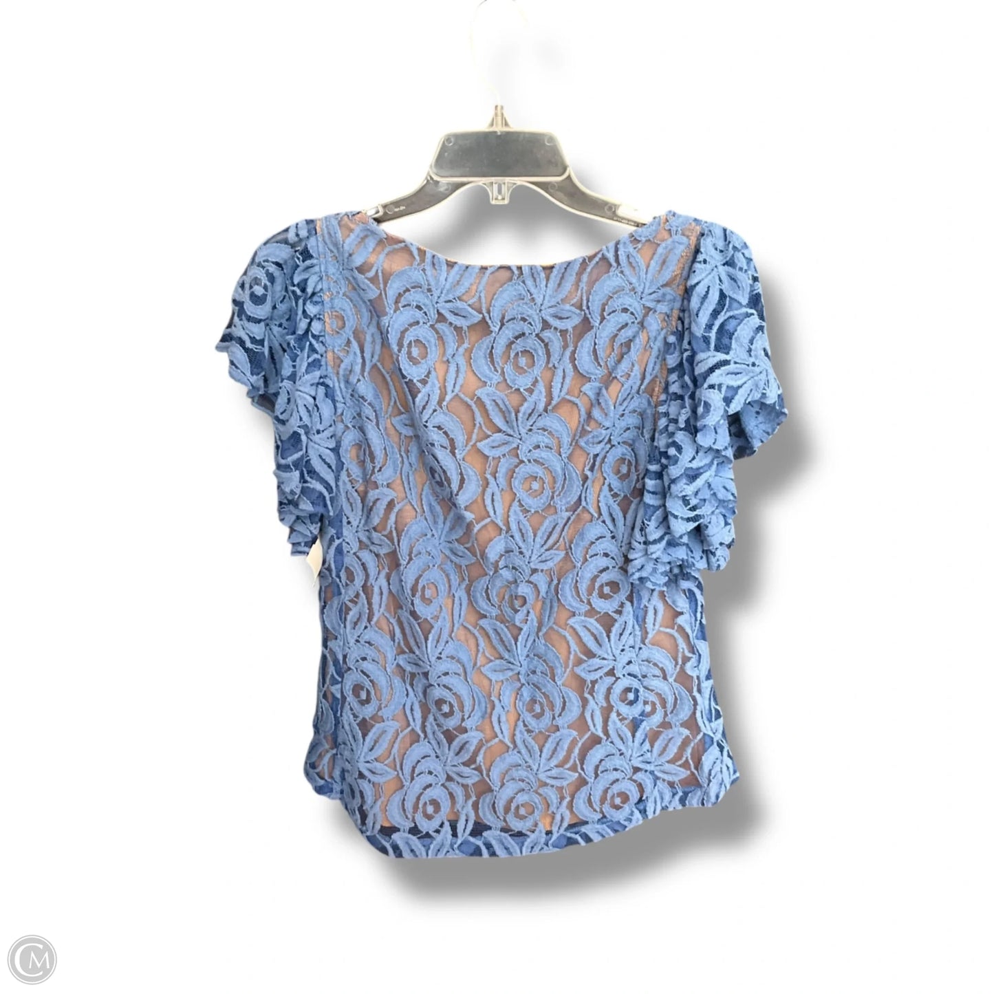 Top Short Sleeve By Eva Franco In Blue & Tan, Size: M
