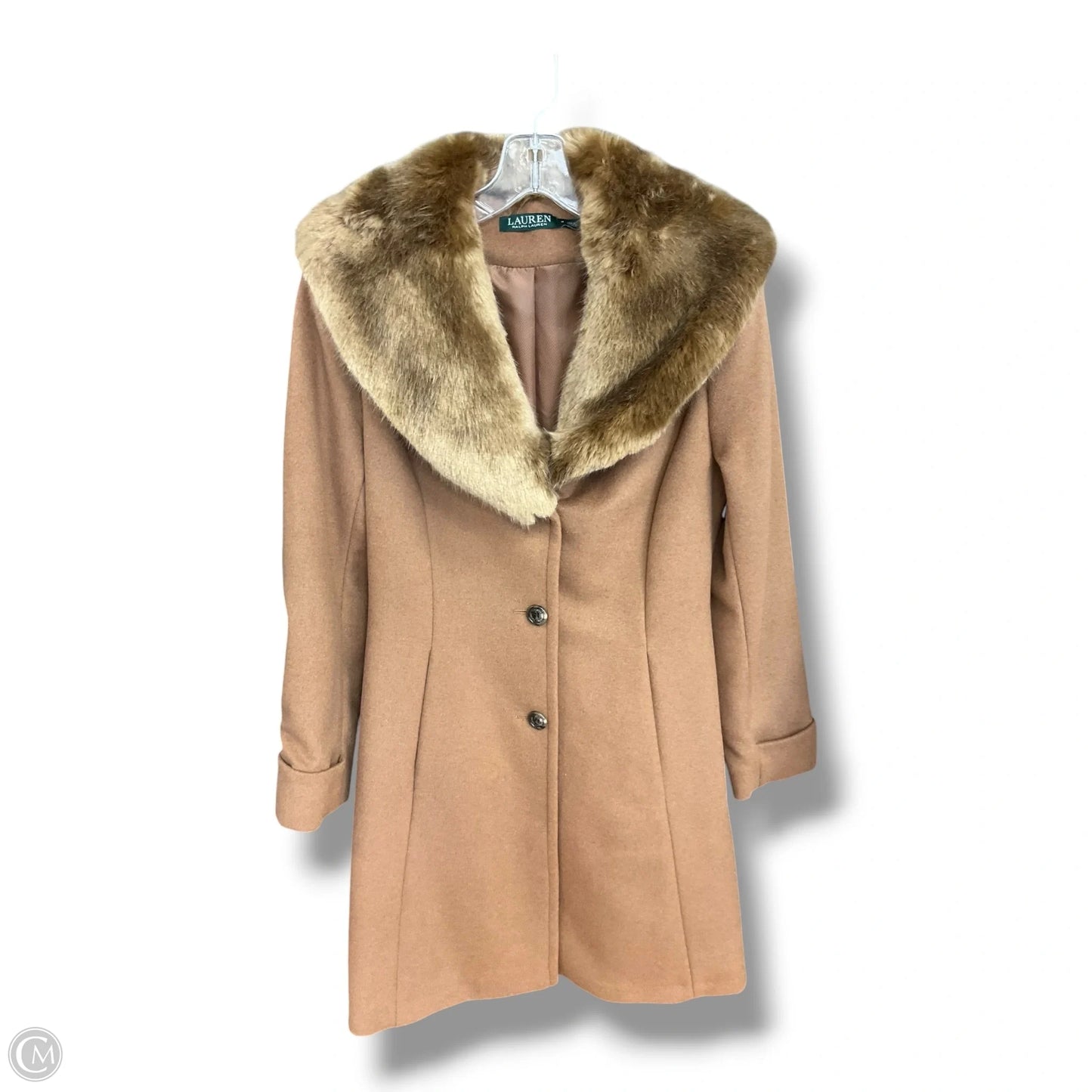 Coat Wool By Lauren By Ralph Lauren In Tan, Size: S
