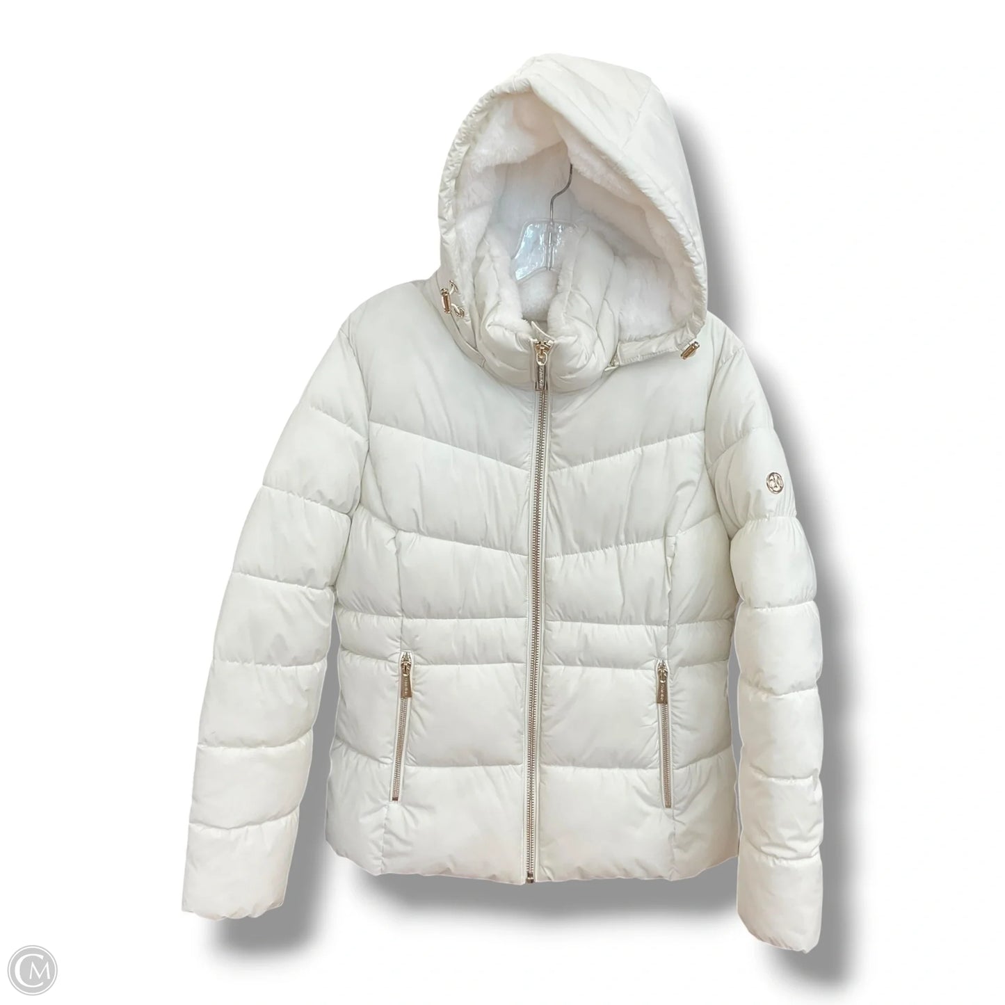 Coat Puffer & Quilted By Calvin Klein In White, Size: M
