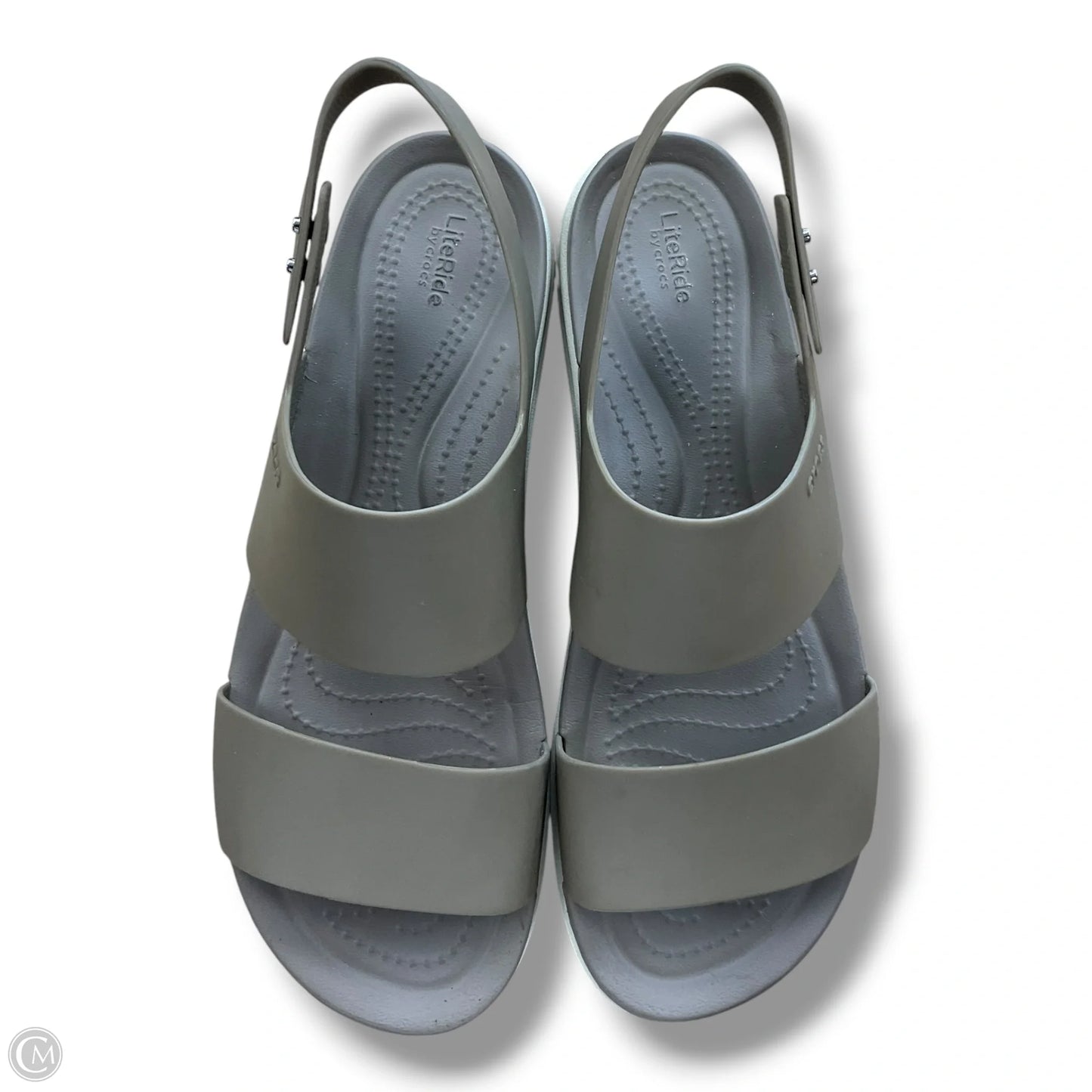 Sandals Flats By Crocs In Green, Size: 9