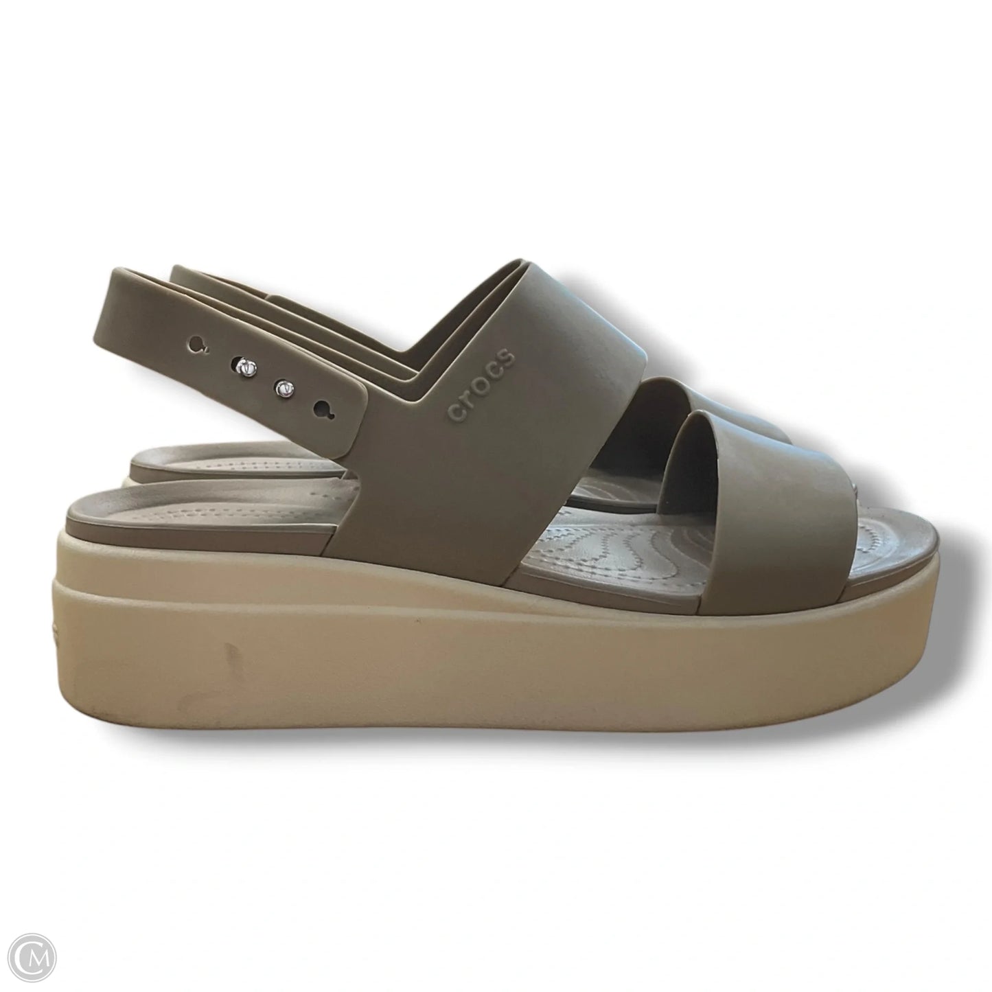 Sandals Flats By Crocs In Green, Size: 9