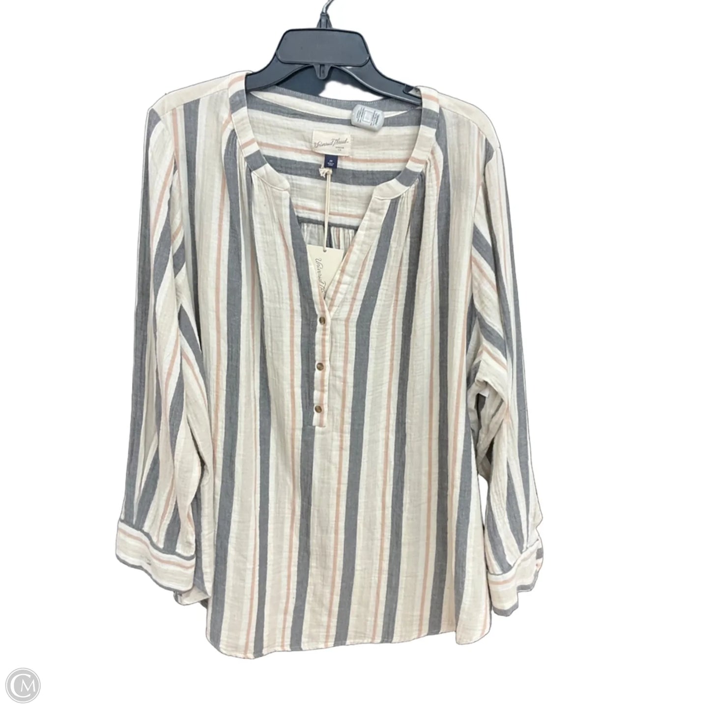 Top Long Sleeve By Universal Thread In Striped Pattern, Size: 2x