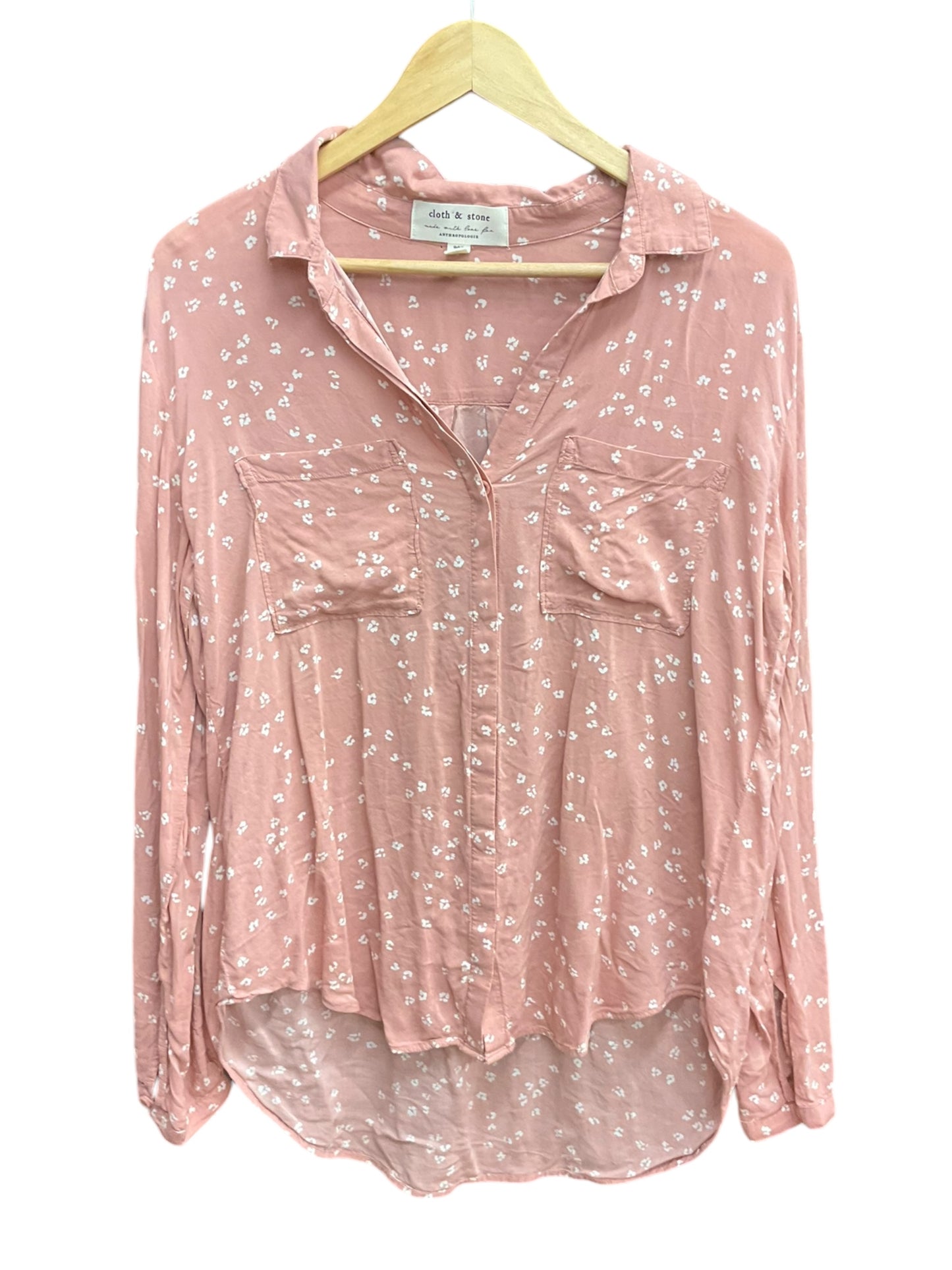 Blouse Long Sleeve By Cloth & Stone In Pink, Size: L