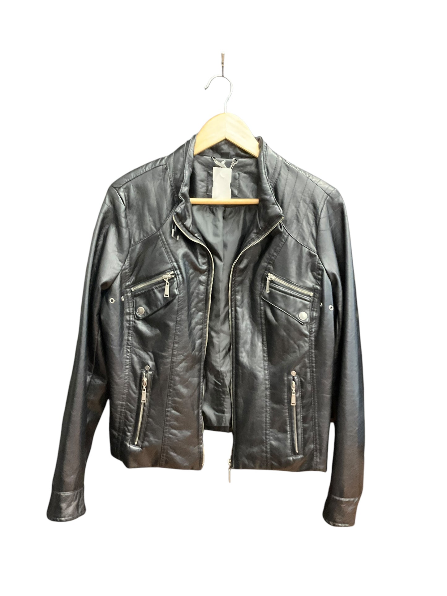 Jacket Moto Leather By Jou Jou In Black, Size: Xl