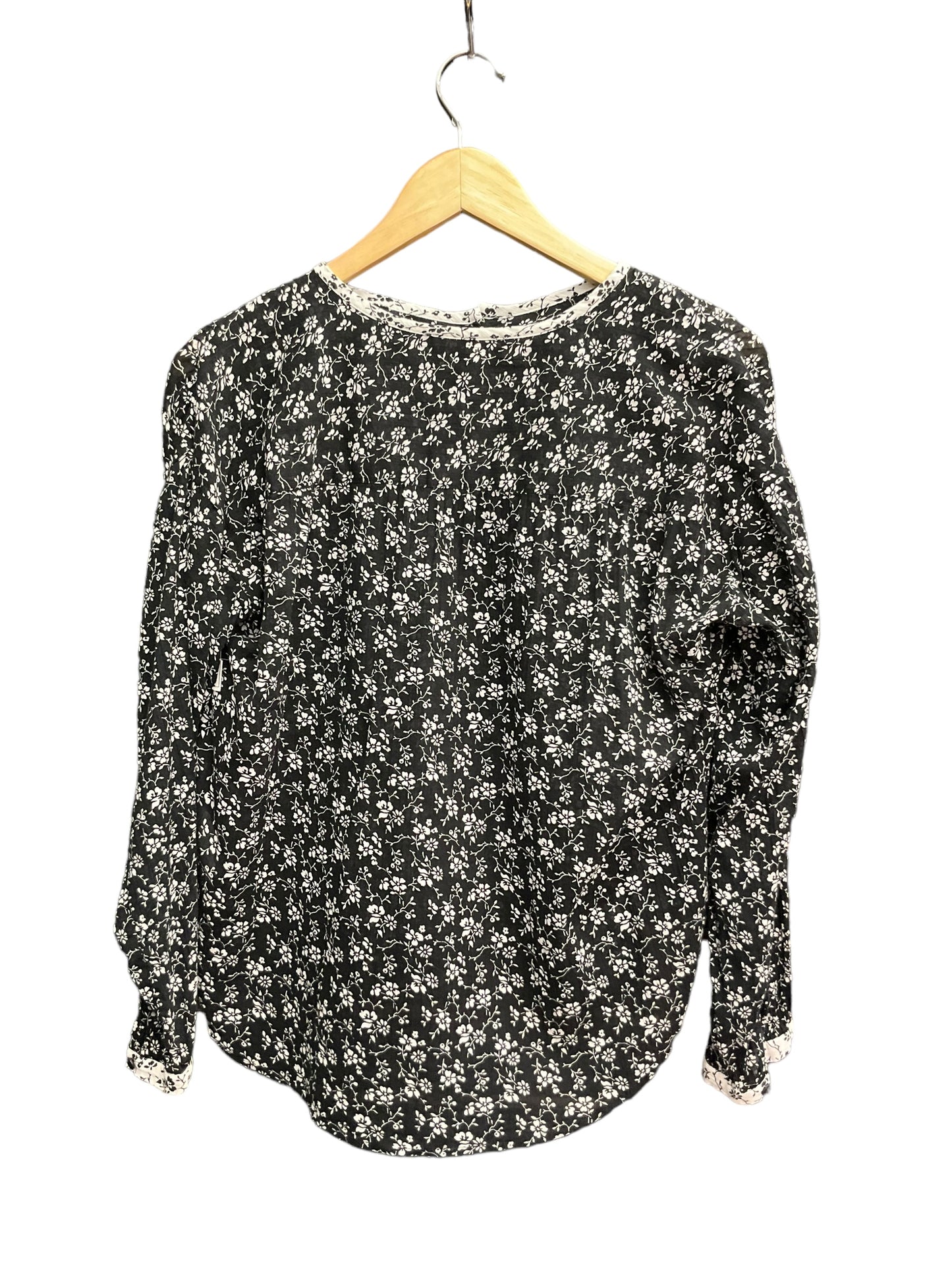 Black & White Blouse Long Sleeve Madewell, Size Xs