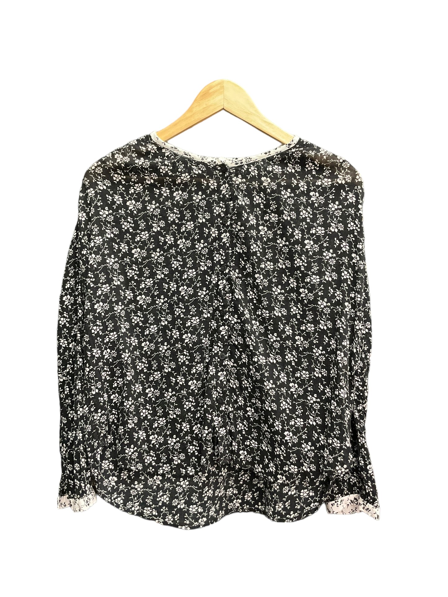 Black & White Blouse Long Sleeve Madewell, Size Xs