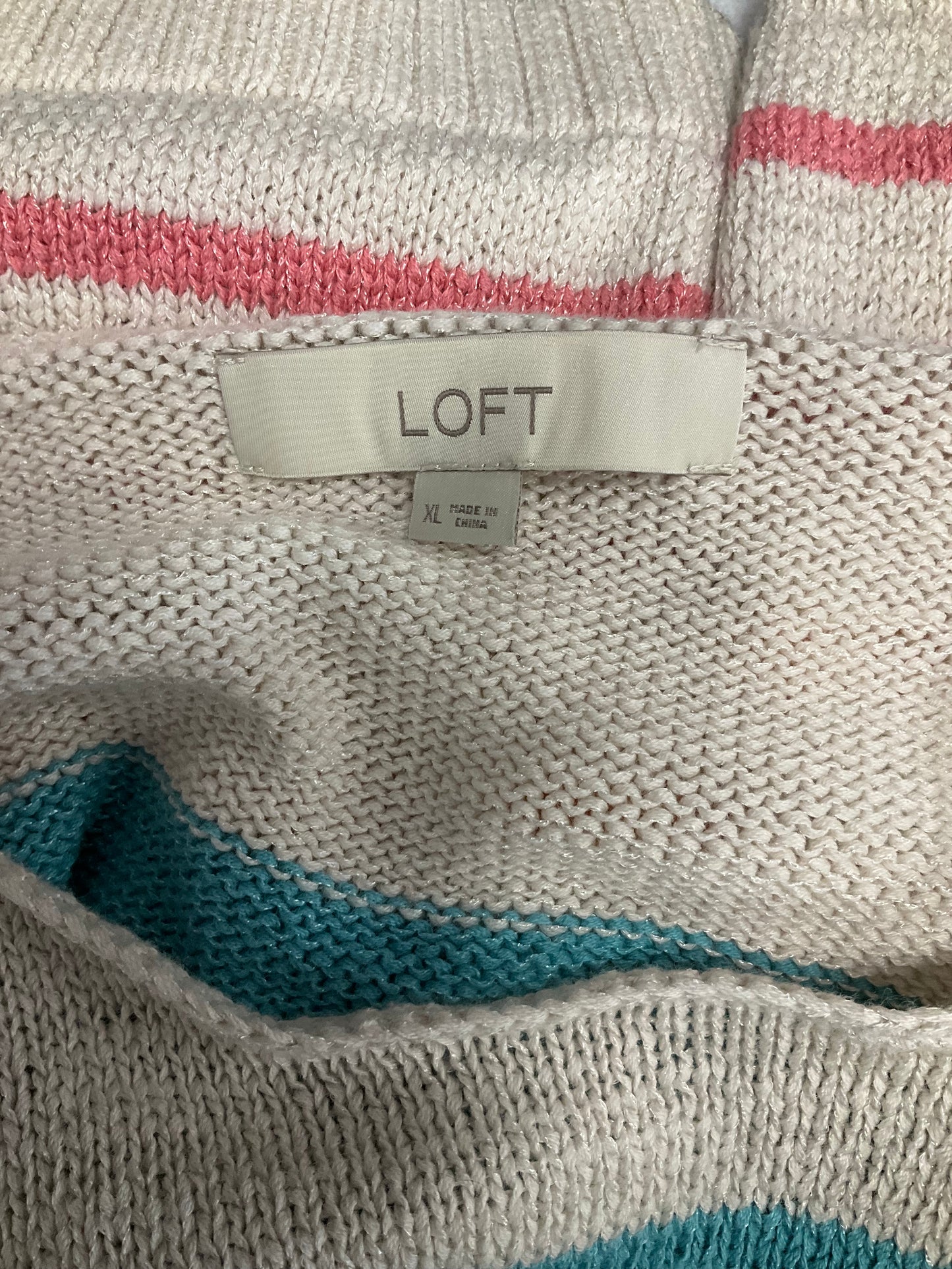 Sweater Short Sleeve By Loft In Multi-colored, Size: Xl