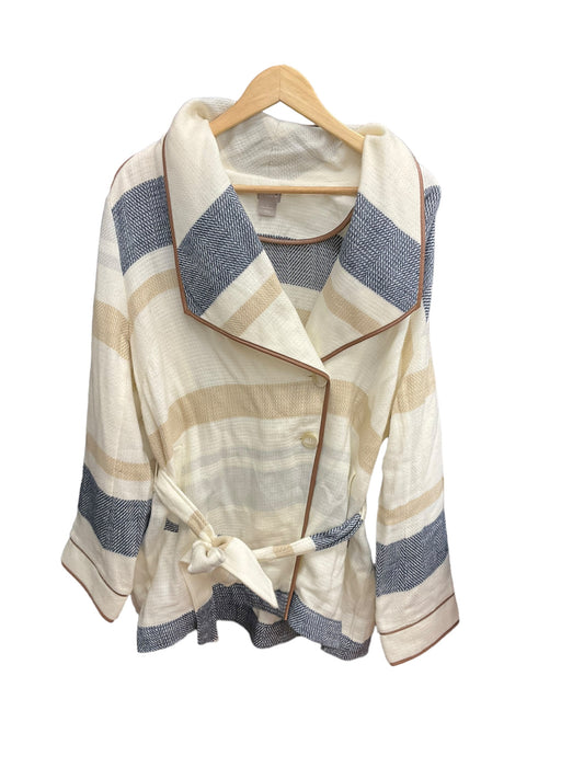 Cardigan By Chicos In Plaid Pattern, Size: L