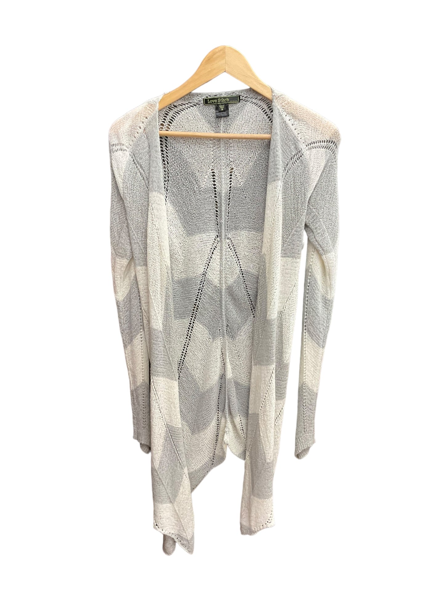 Sweater Cardigan By Love Stitch In Grey White, Size: M