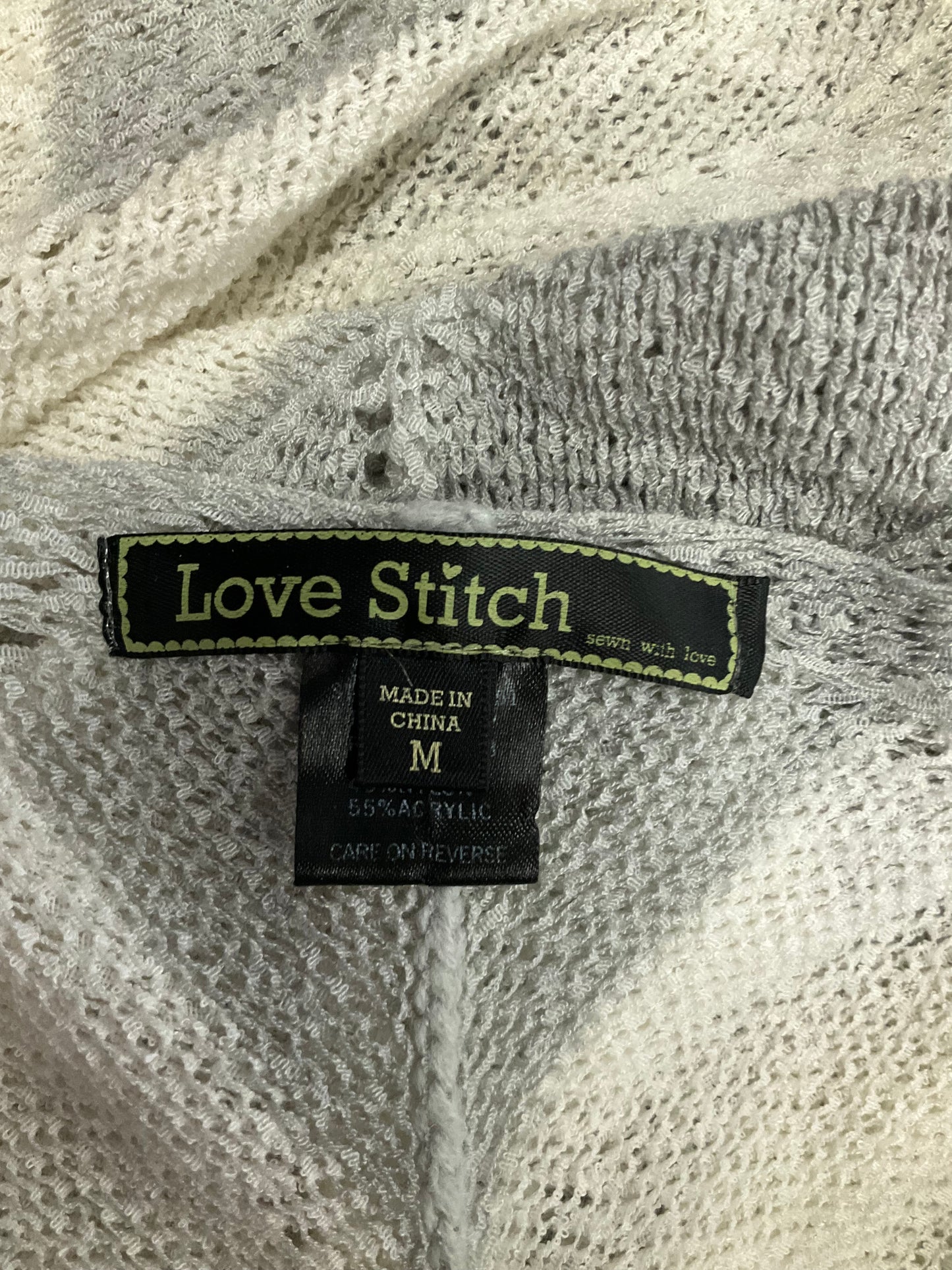 Sweater Cardigan By Love Stitch In Grey White, Size: M