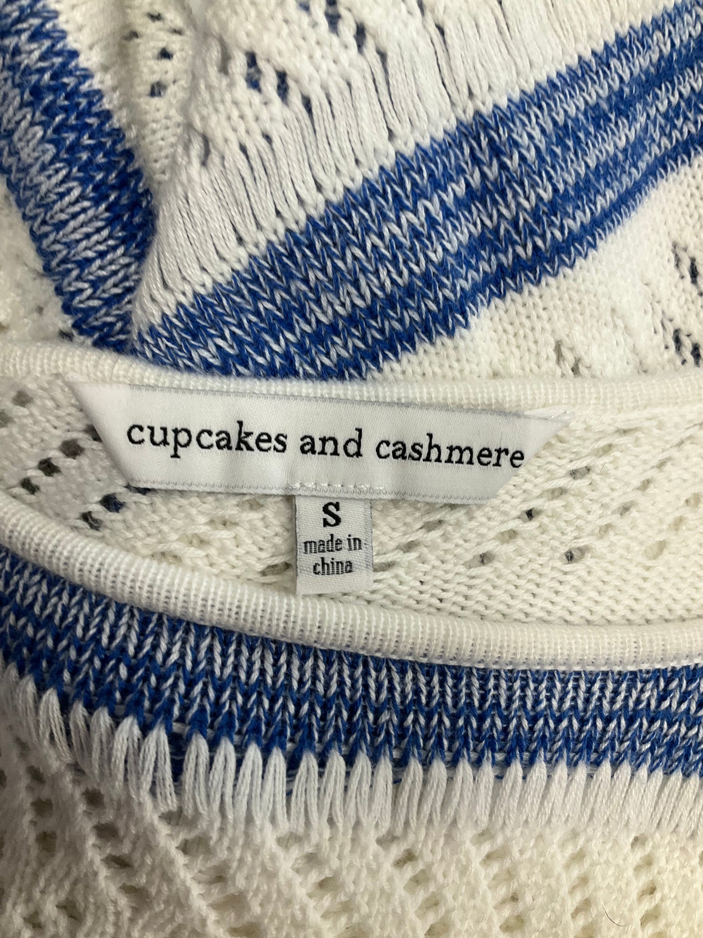 White Blue Sweater Short Sleeve Cupcakes And Cashmere, Size S