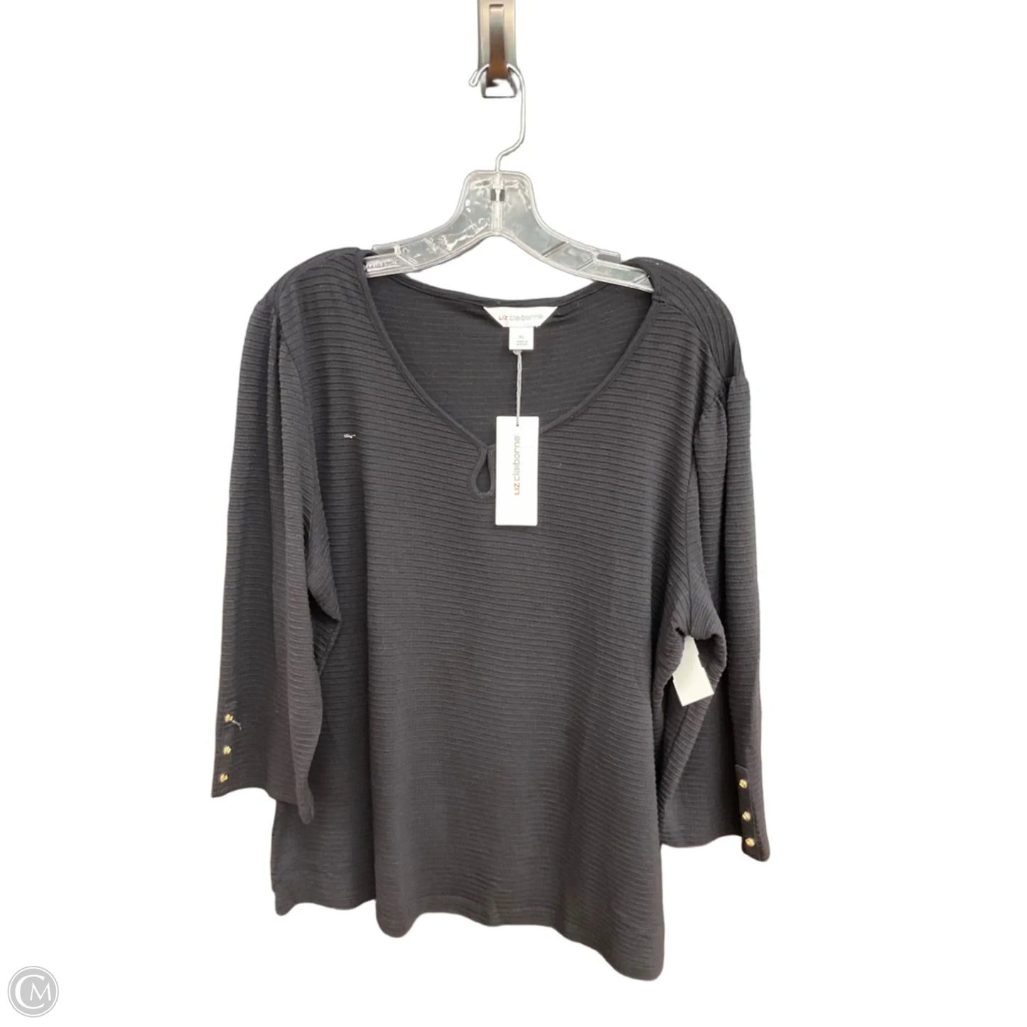 Top 3/4 Sleeve By Liz Claiborne In Black, Size: Xl