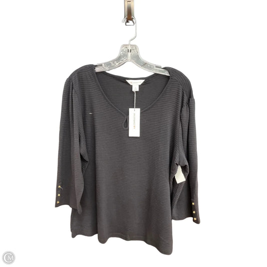 Top 3/4 Sleeve By Liz Claiborne In Black, Size: Xl