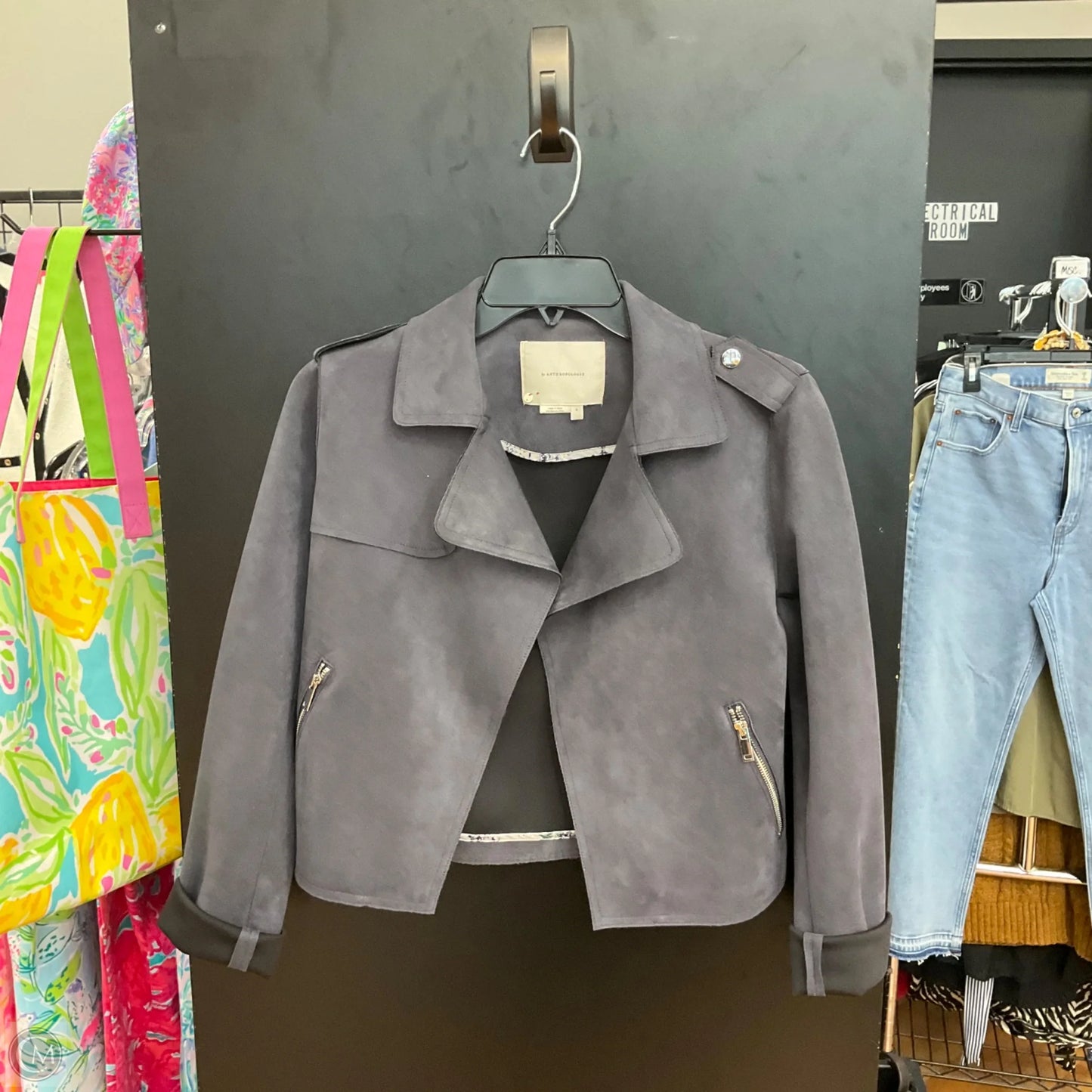 Jacket Moto By Anthropologie In Grey, Size: S
