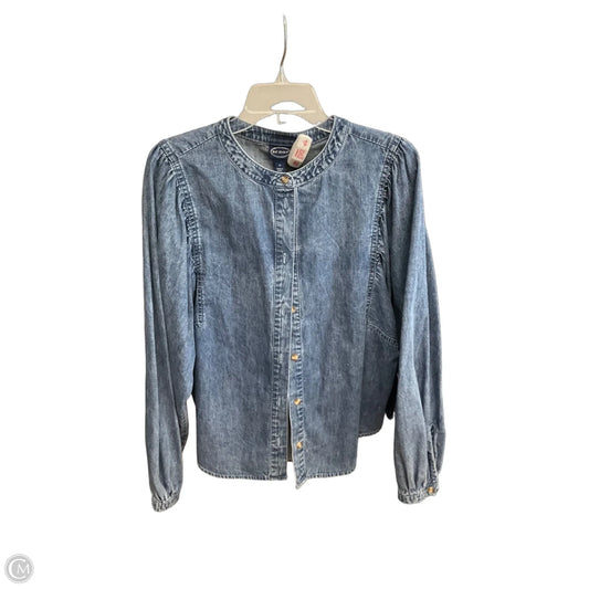Blouse Long Sleeve By Scoop In Blue Denim, Size: M