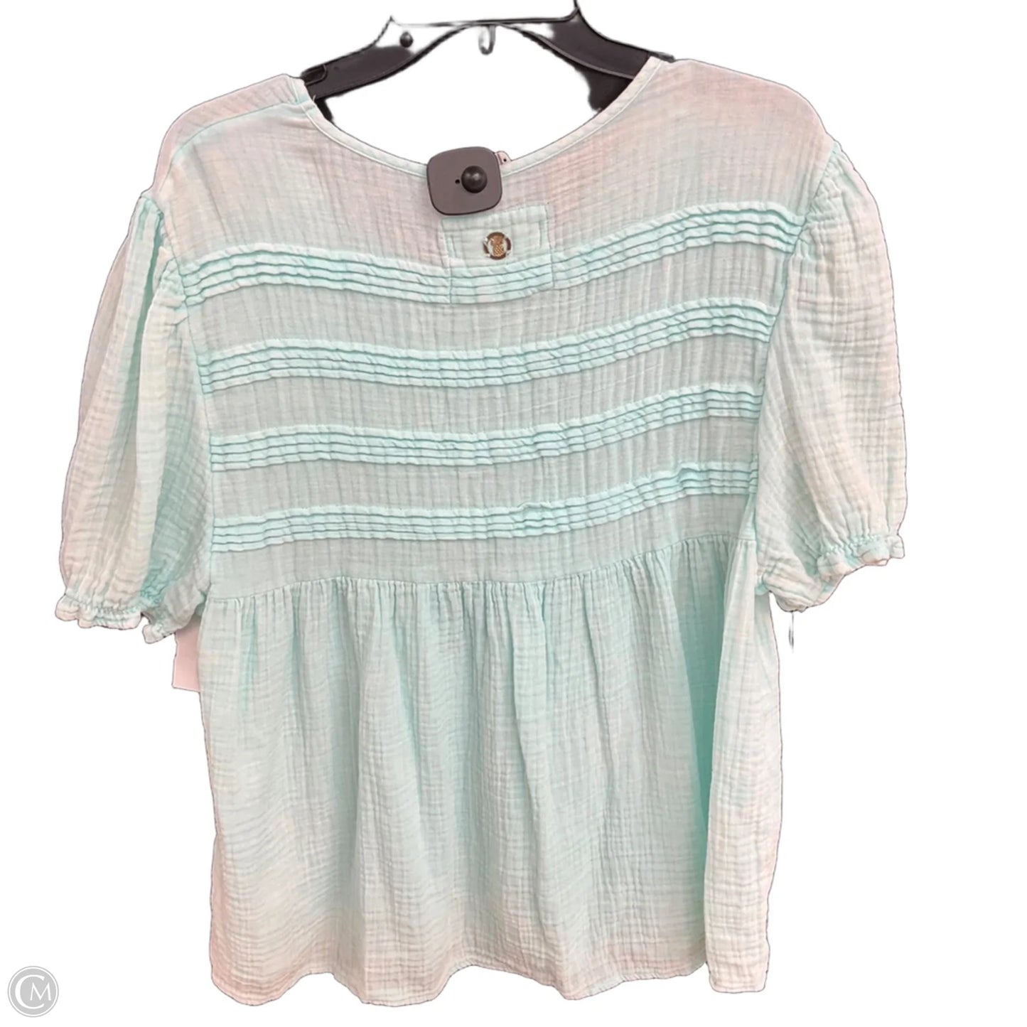Top Short Sleeve By Simply Southern In Aqua, Size: Xxl