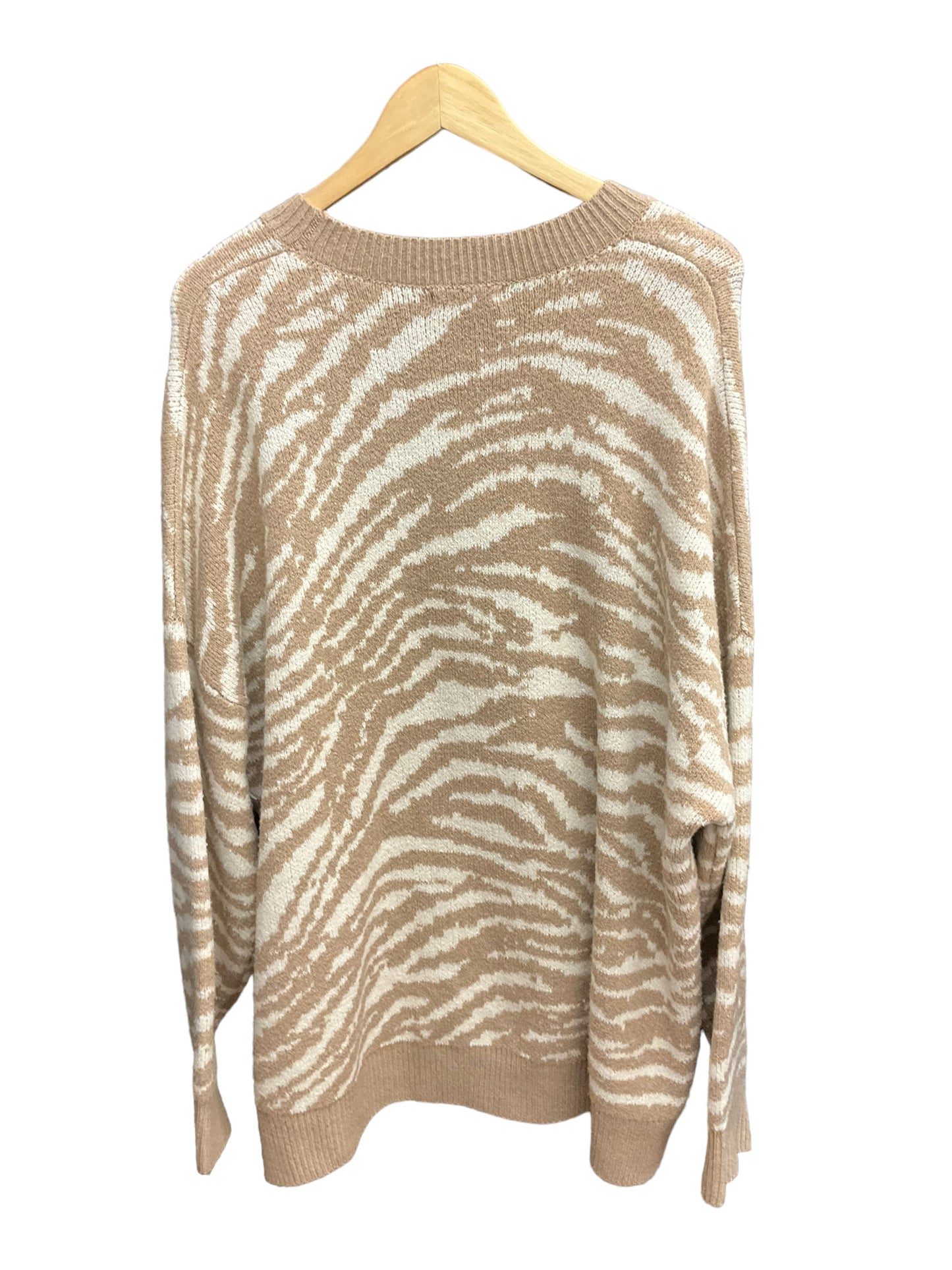 Sweater By Christian Siriano In Tan & White, Size: 2x