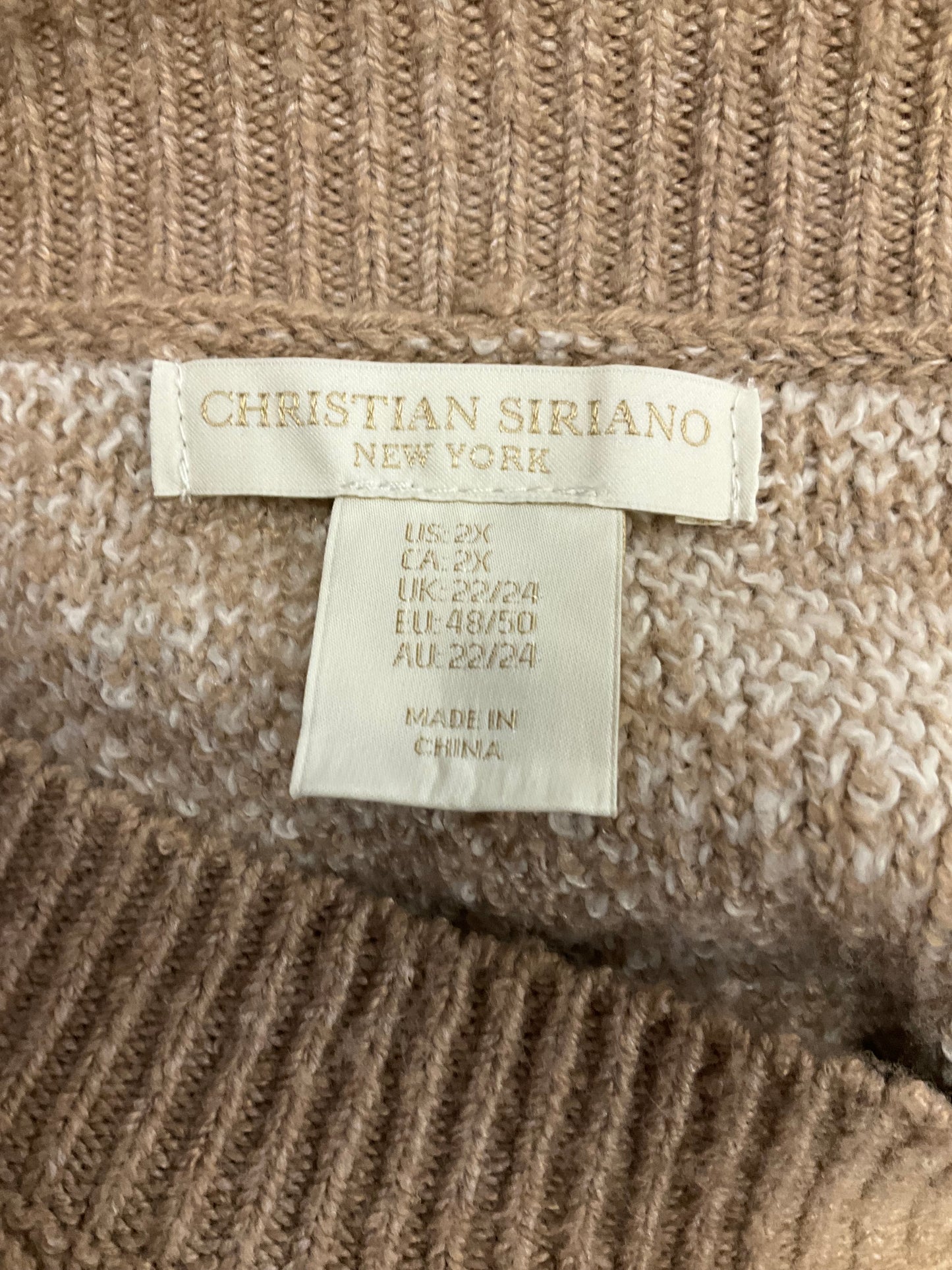 Sweater By Christian Siriano In Tan & White, Size: 2x