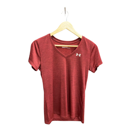 Athletic Top Short Sleeve By Under Armour In Red, Size: S