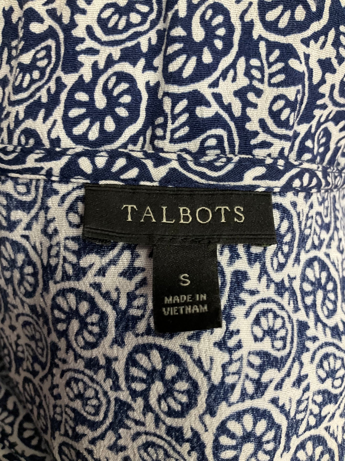 Blue & White Top Short Sleeve Talbots, Size S