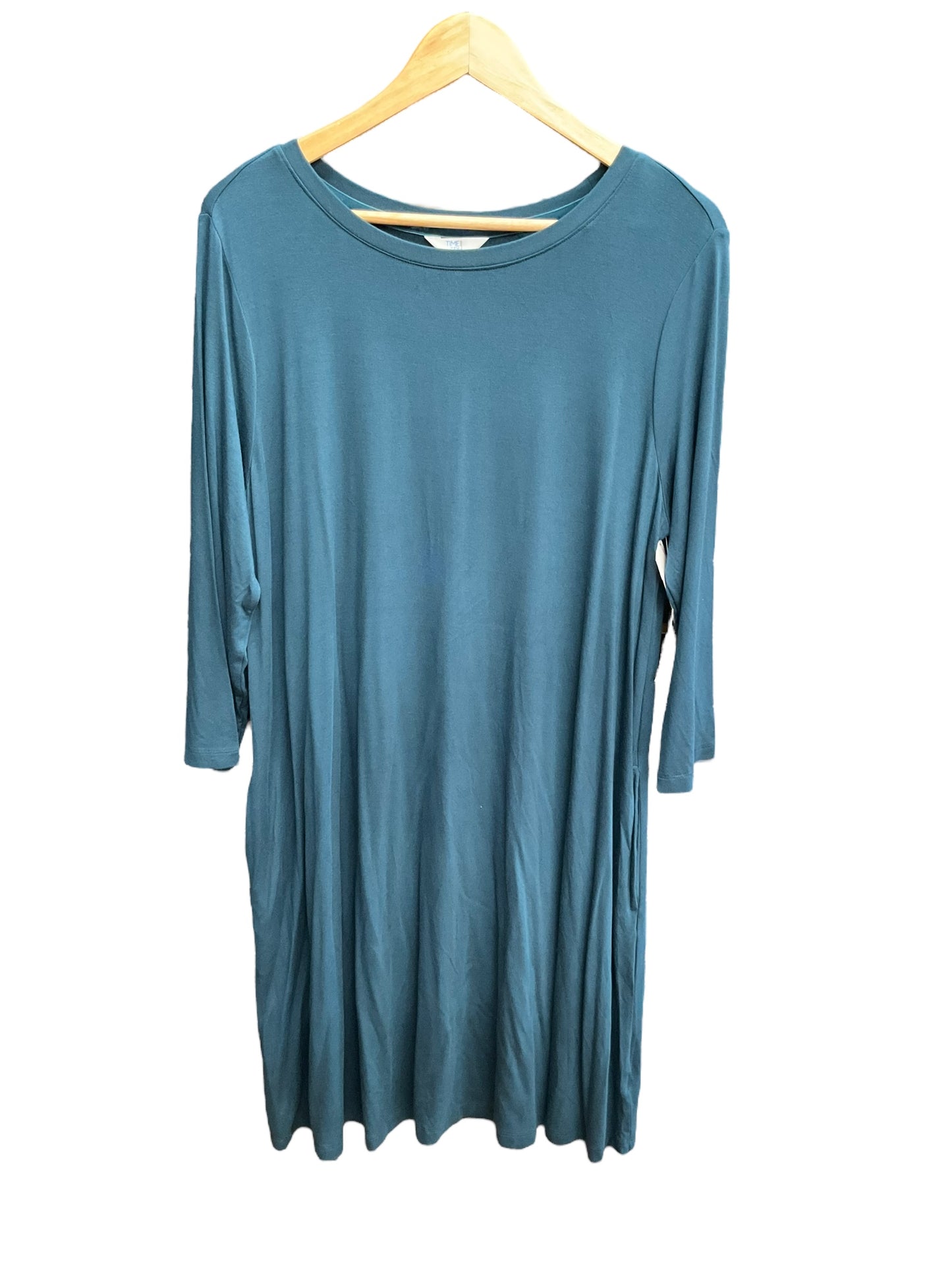 Teal Dress Casual Midi Time And Tru, Size Xl