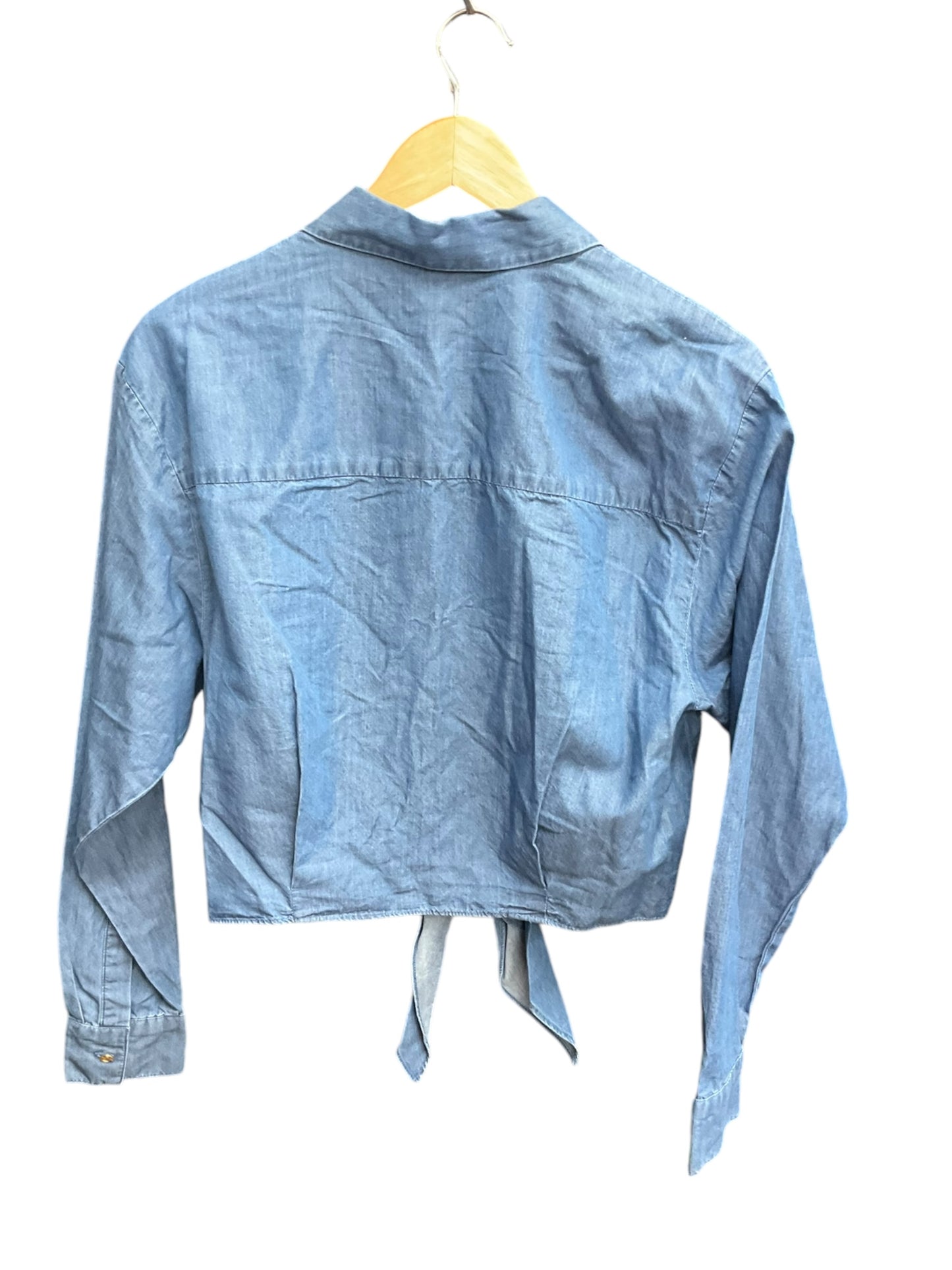 Blouse Long Sleeve By Michael Kors In Blue Denim, Size: M