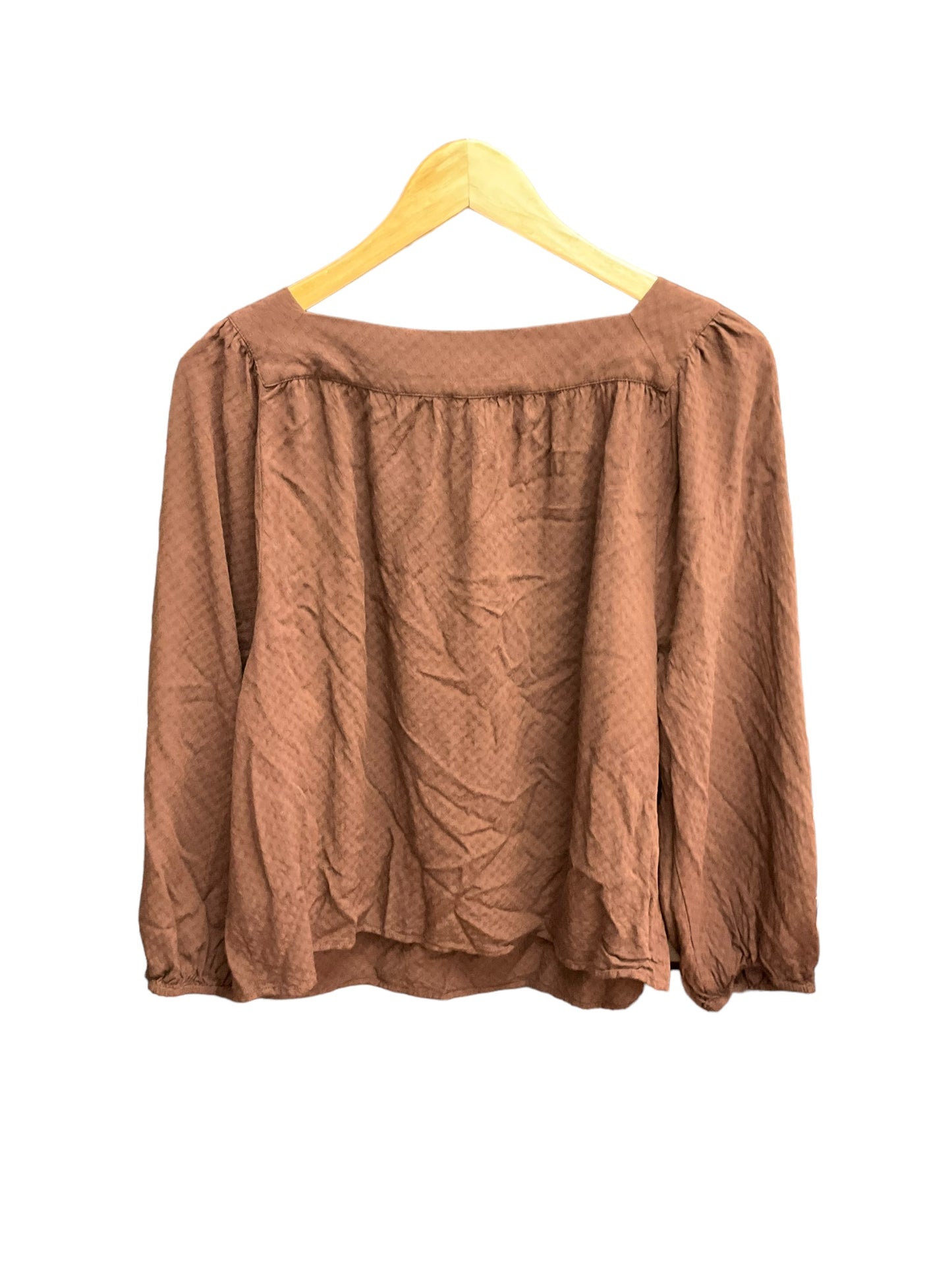 Brown Top Long Sleeve Loft, Size Xl