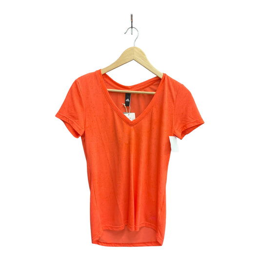 Athletic Top Short Sleeve By Adidas In Orange, Size: S