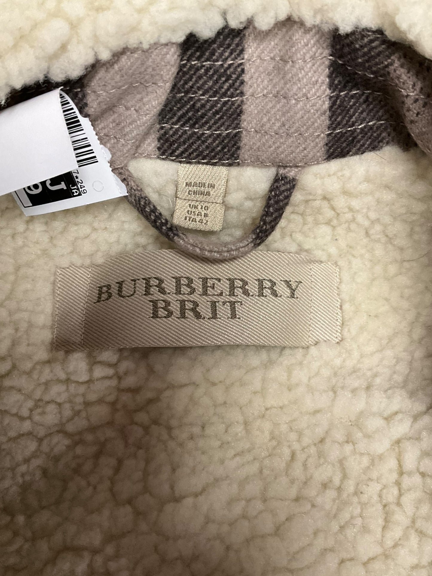 Jacket Luxury Designer By Burberry In Plaid Pattern, Size: M