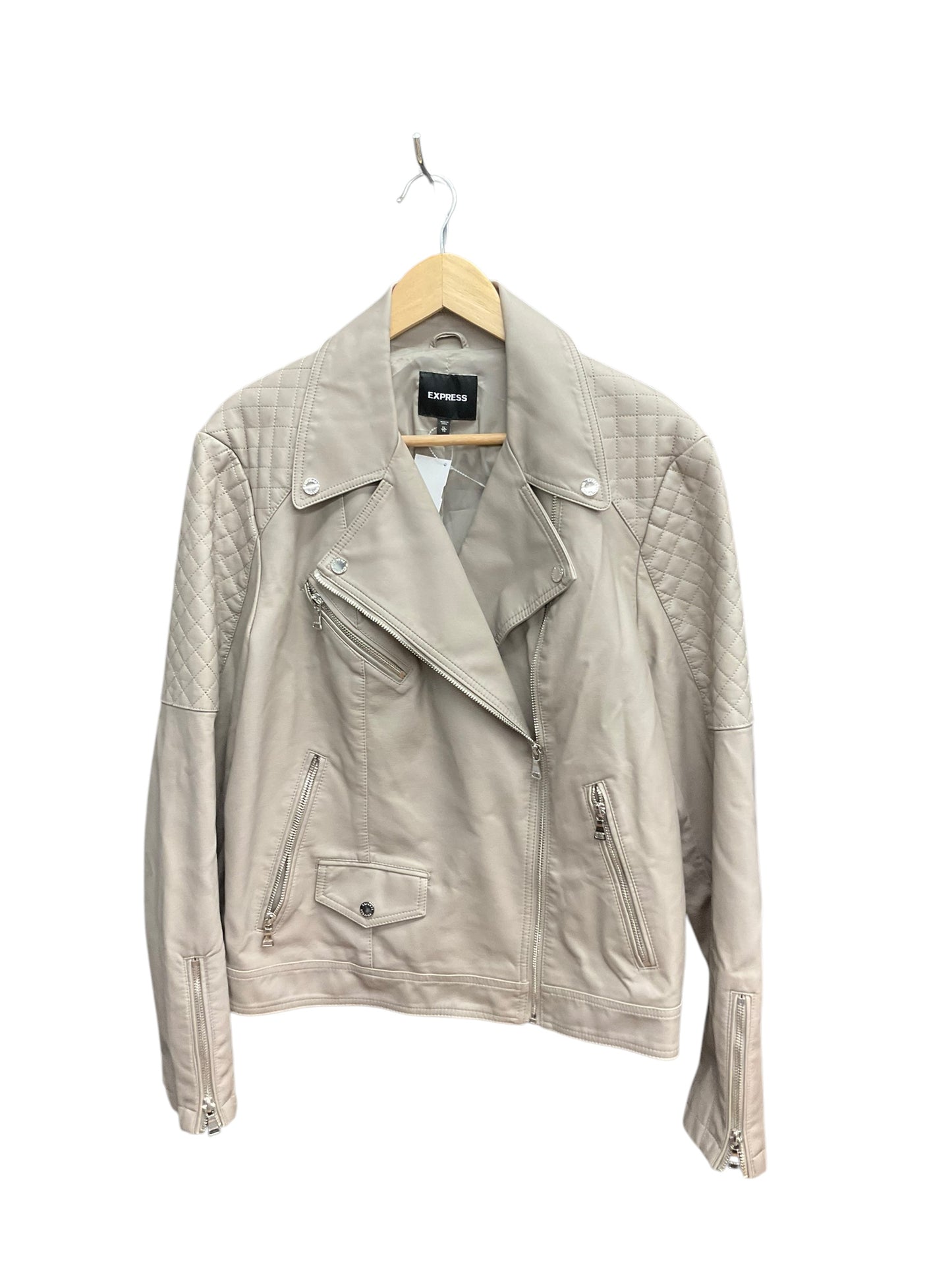 Jacket Moto By Express In Taupe, Size: Xl