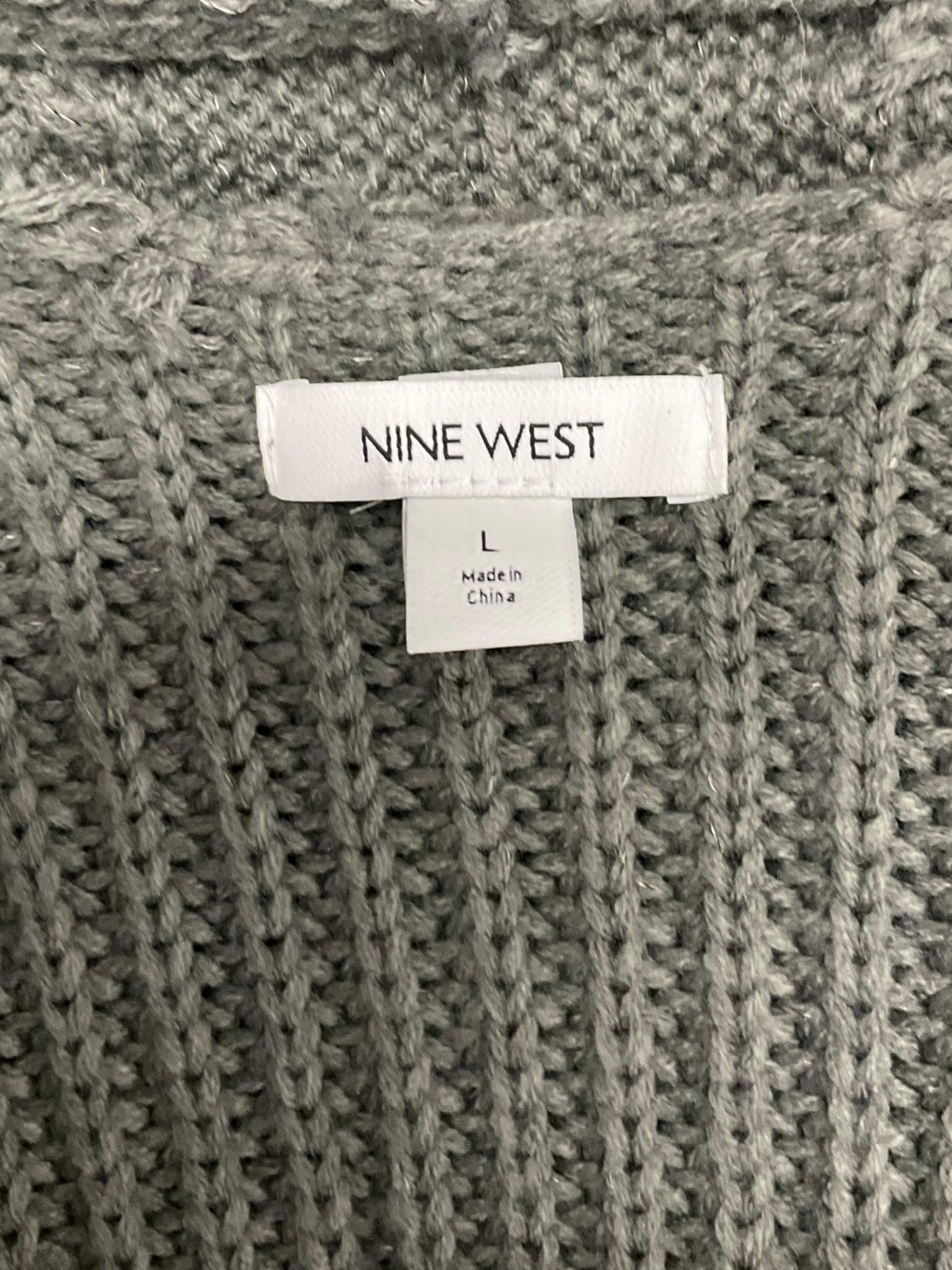 Sweater Cardigan By Nine West Apparel In Charcoal, Size: L