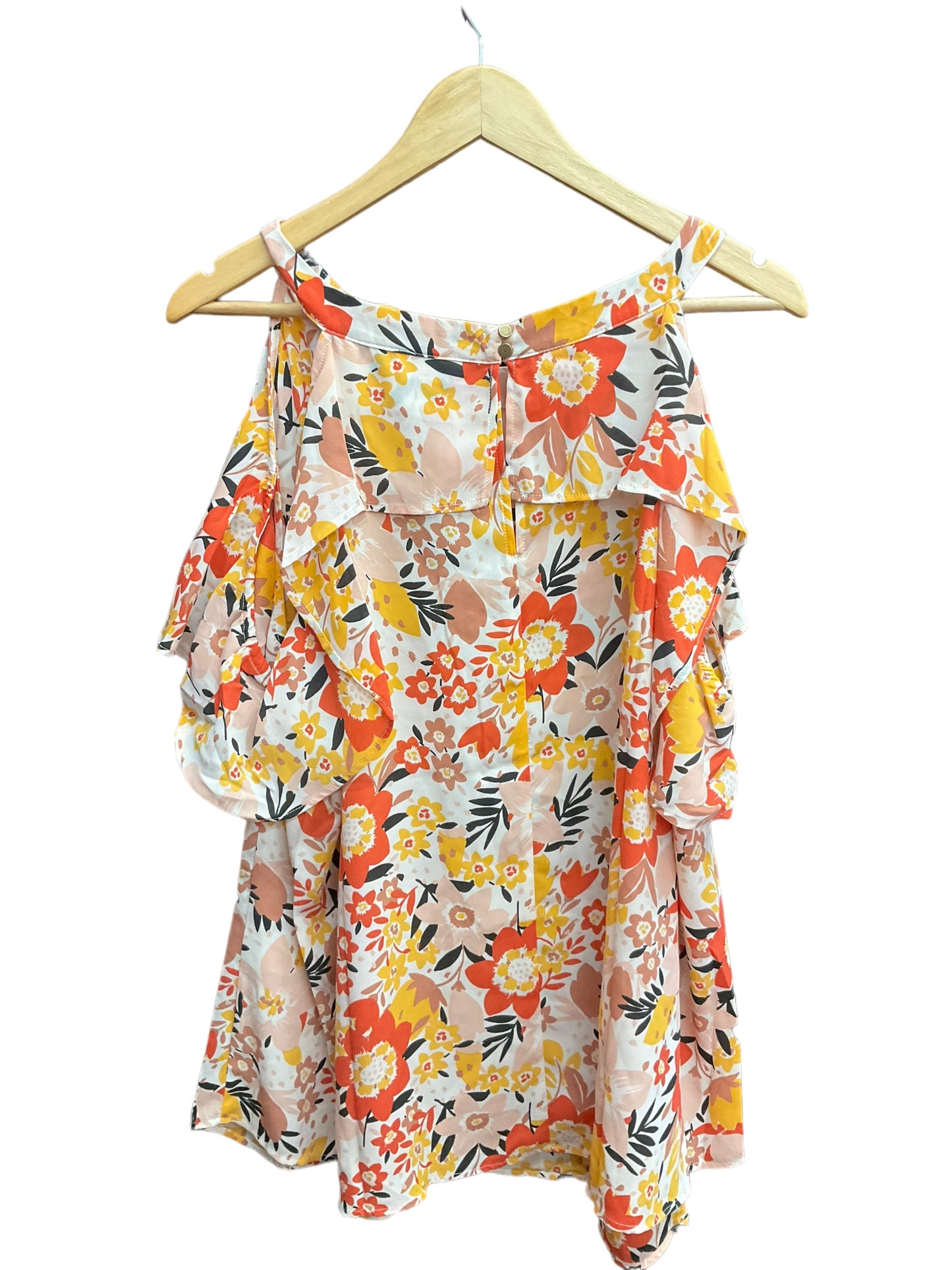 Floral Print Top Short Sleeve Avenue, Size 2x