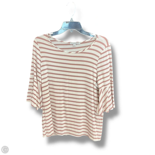 Top 3/4 Sleeve By Green Envelope In Striped Pattern, Size: L