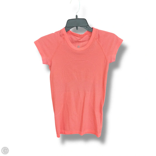 Athletic Top Short Sleeve By Lululemon In Coral, Size: 4