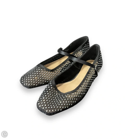 Shoes Flats By Soda In Black & Silver, Size: 6