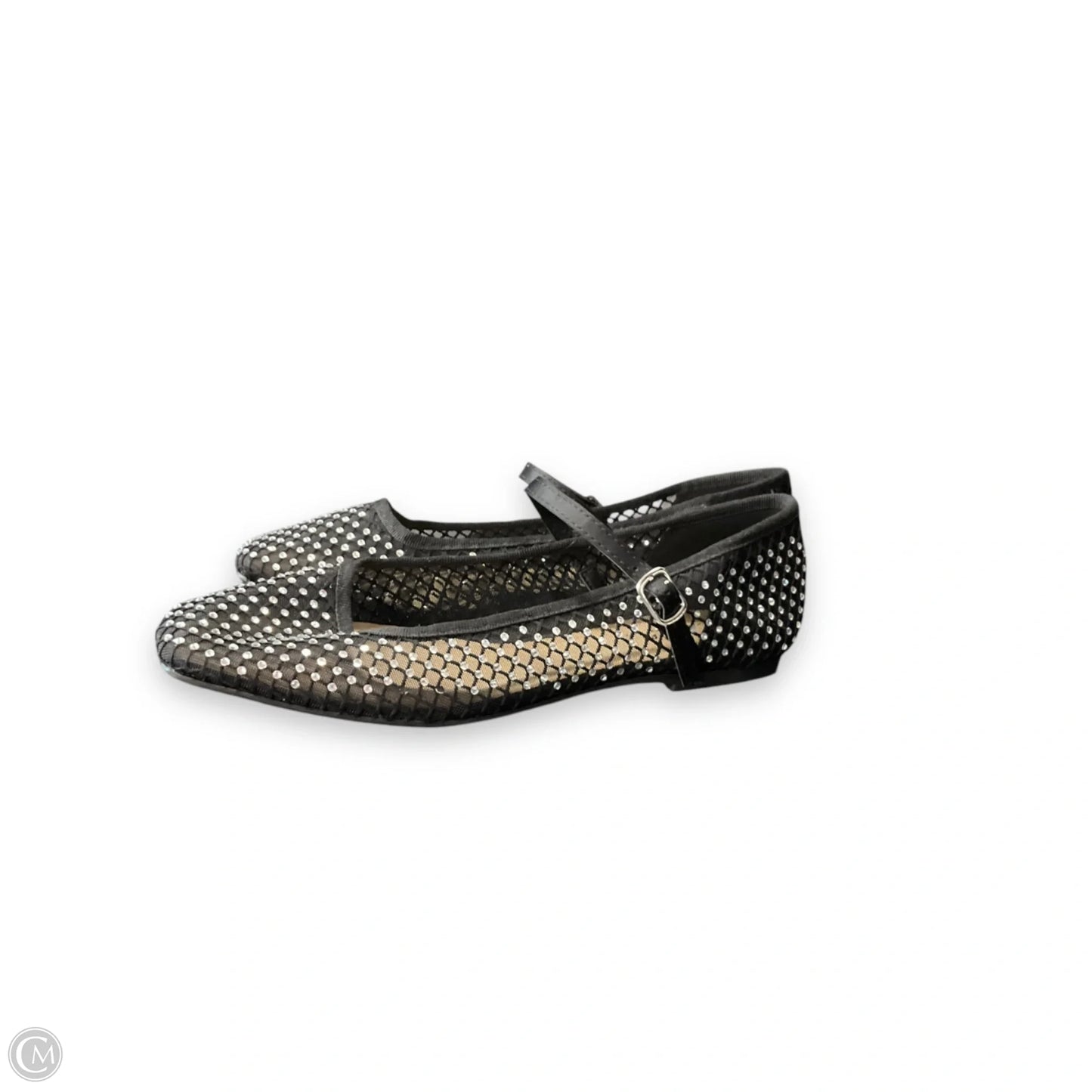 Shoes Flats By Soda In Black & Silver, Size: 6