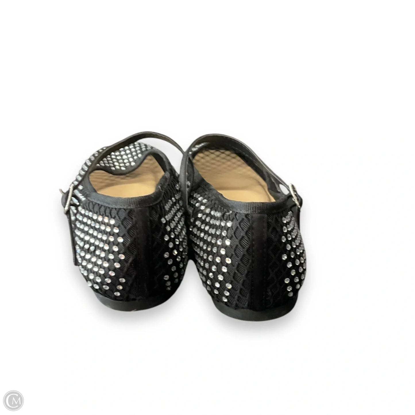 Shoes Flats By Soda In Black & Silver, Size: 6