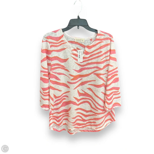 Tunic 3/4 Sleeve By Atelier In Pink & White, Size: L