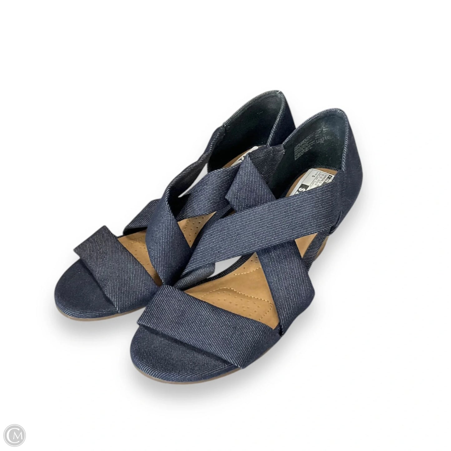 Sandals Heels Wedge By Deflex Comfort In Blue Denim, Size: 6