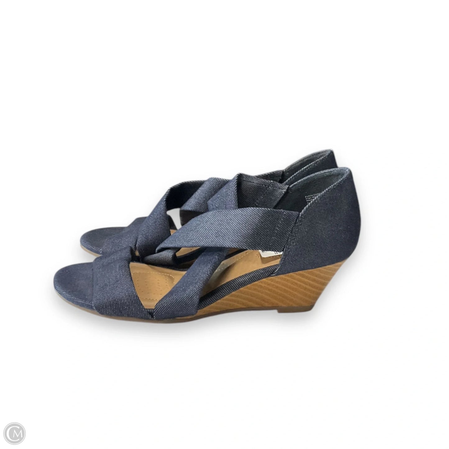Sandals Heels Wedge By Deflex Comfort In Blue Denim, Size: 6