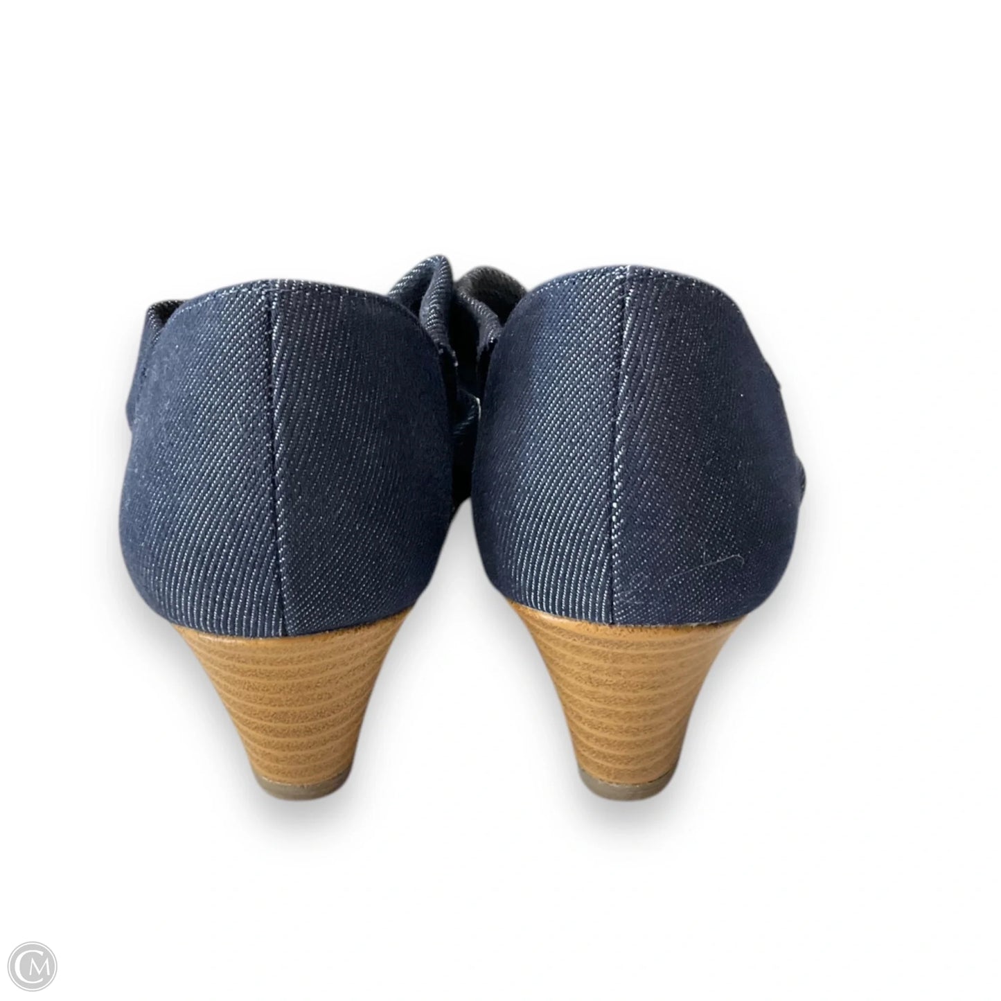 Sandals Heels Wedge By Deflex Comfort In Blue Denim, Size: 6