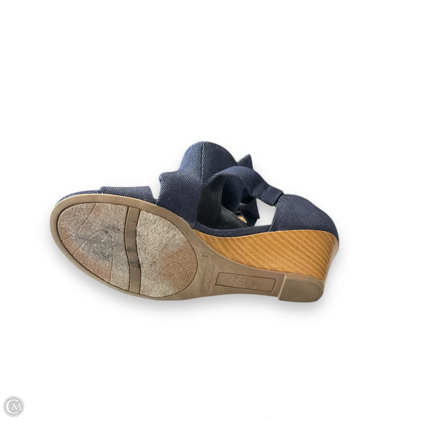 Sandals Heels Wedge By Deflex Comfort In Blue Denim, Size: 6