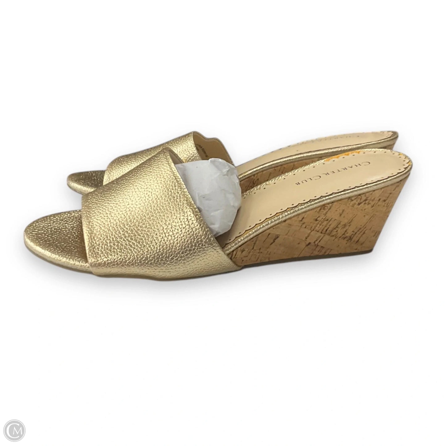 Sandals Heels Wedge By Charter Club In Gold, Size: 8