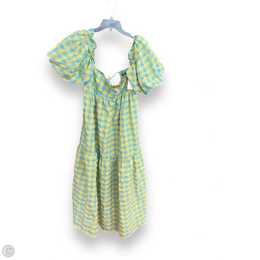 Dress Casual Midi By Zara In Blue & Yellow, Size: M