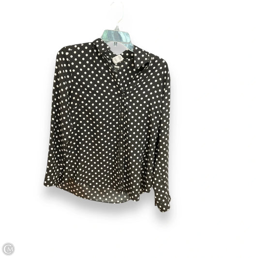 Blouse Long Sleeve By Ann Taylor In Polkadot Pattern, Size: L