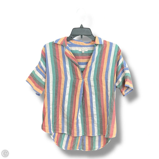 Top Short Sleeve By Madewell In Striped Pattern, Size: Xs