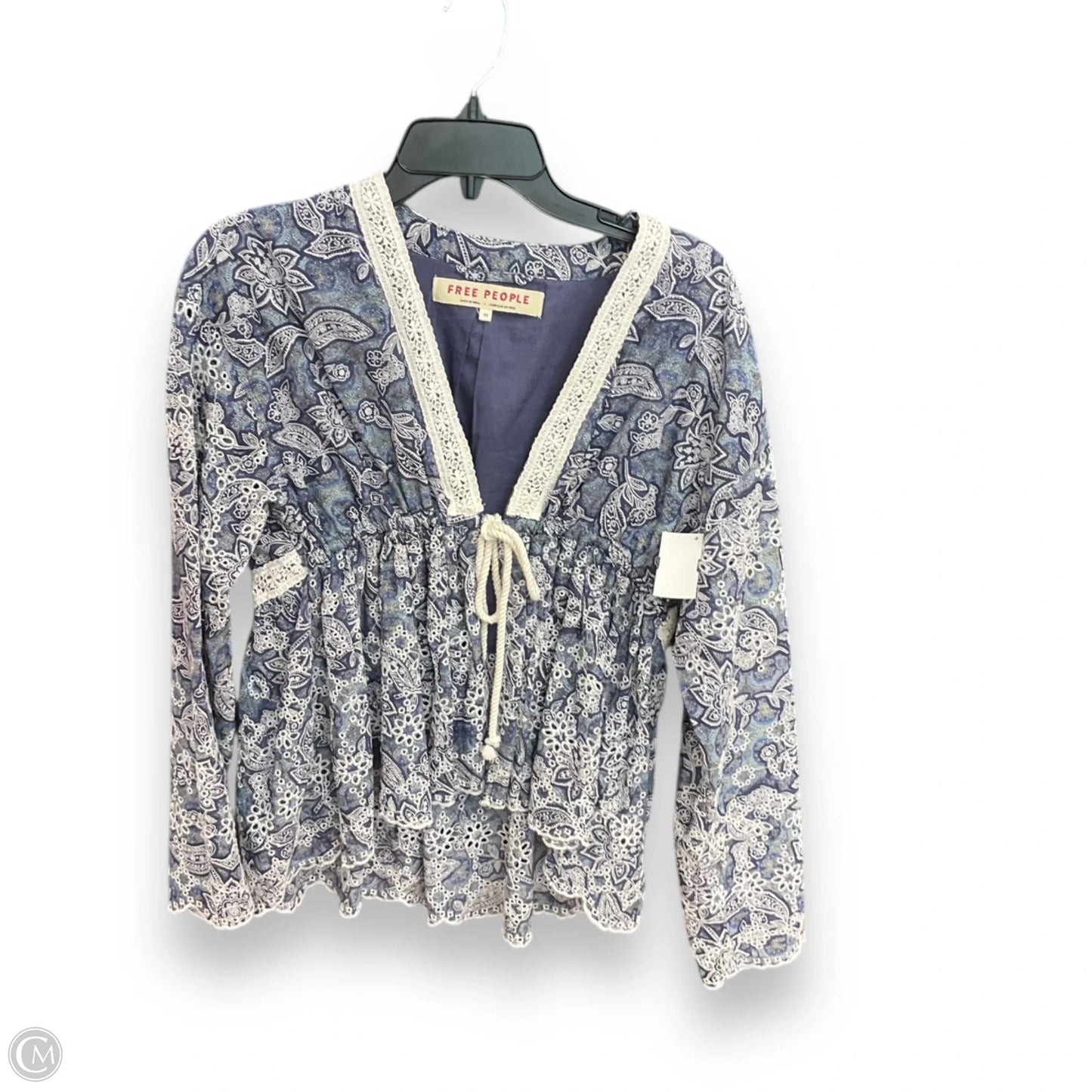 Cardigan By Free People In Blue & White, Size: Xs