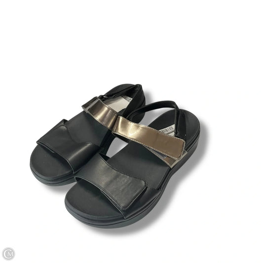 Sandals Flats By Vionic In Black & Silver, Size: 8.5