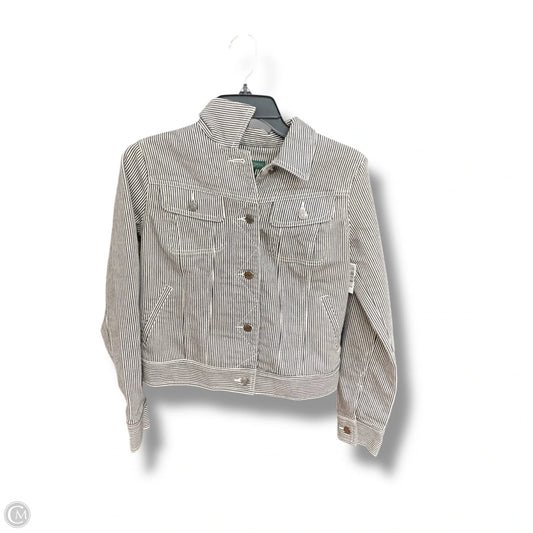 Jacket Denim By Lauren Jeans Co In Striped Pattern, Size: S