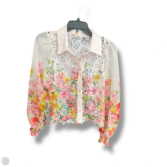 Blouse Long Sleeve By Peach In Floral Print, Size: M